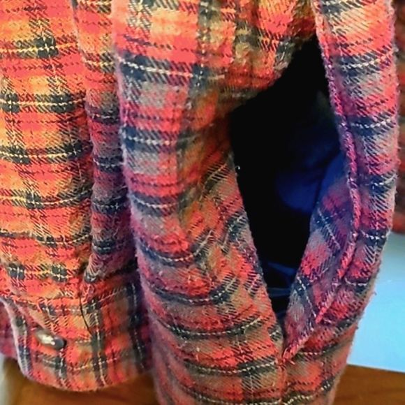 Vintage Covington button up red check flannel/black fleece lined shirt/jacket - Picture 5 of 7
